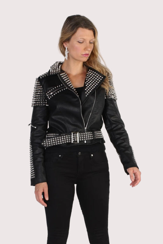 Edgy Punk Rock Studded Moto Jacket- 81735