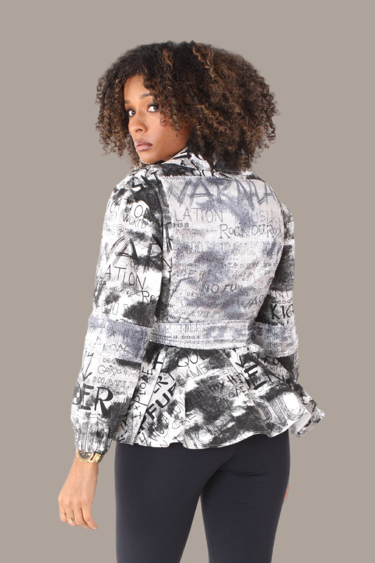 Printed Peplum Jacket -81785