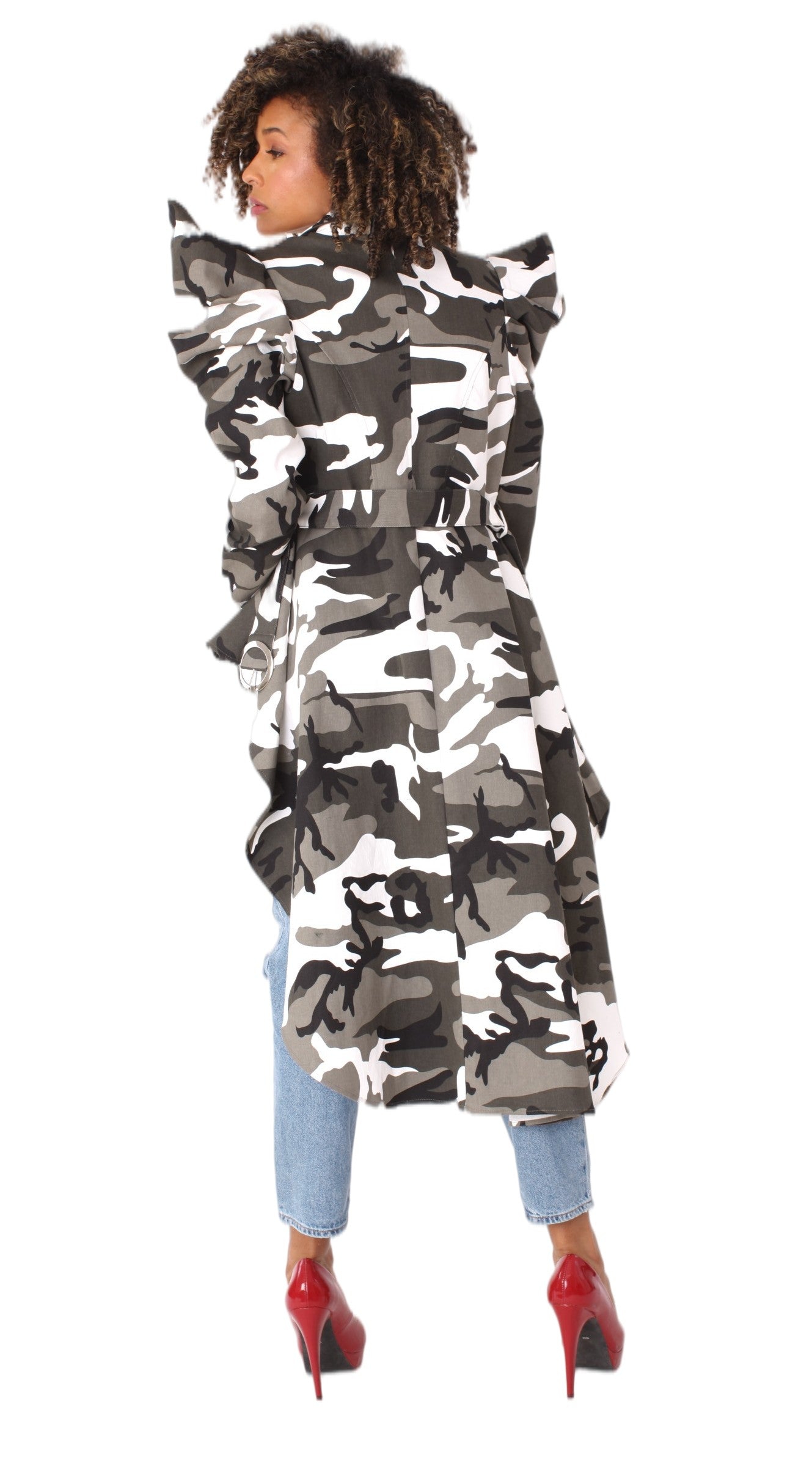 Camo Print Longline Jacket -81896