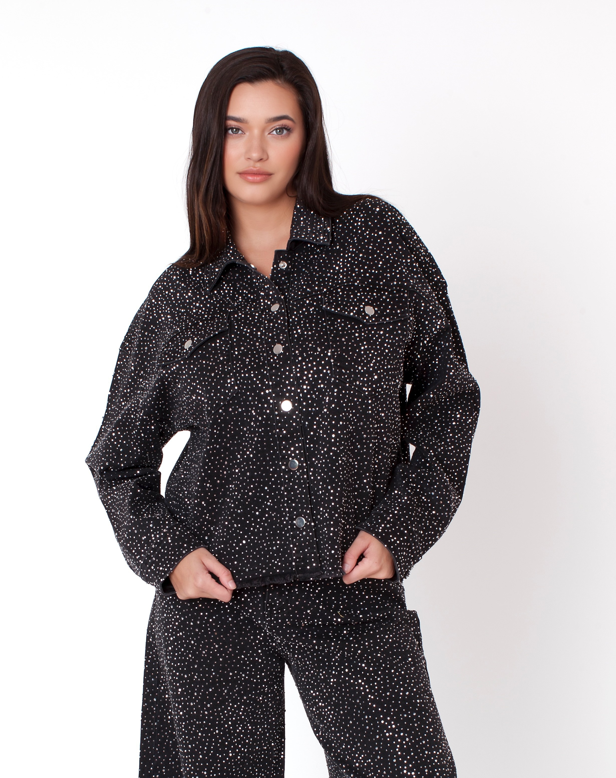 Rhinestone Denim Jacket - 82395 – FOR HER NYC OFFICIAL