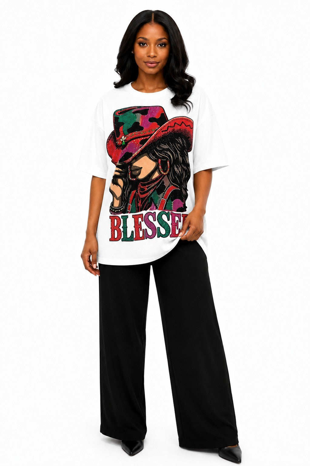 Blessed Cowgirl Embellished Tee - 83437