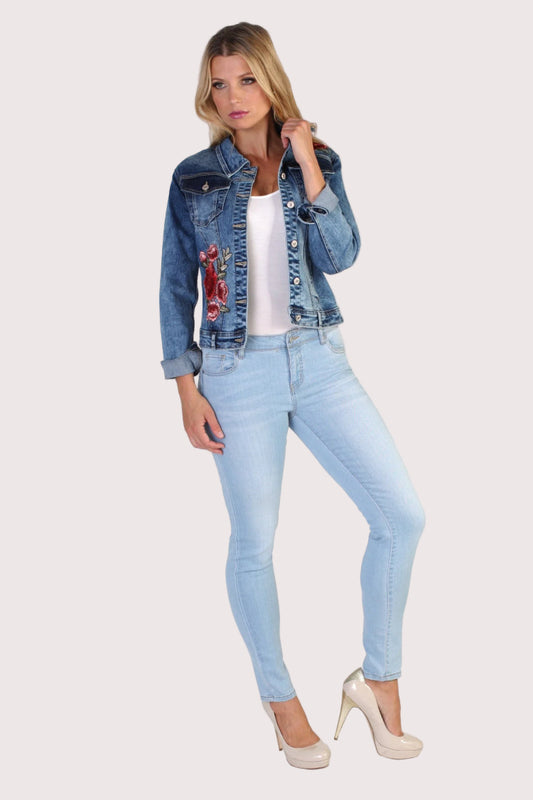 Embroidered Denim Jacket - 8779