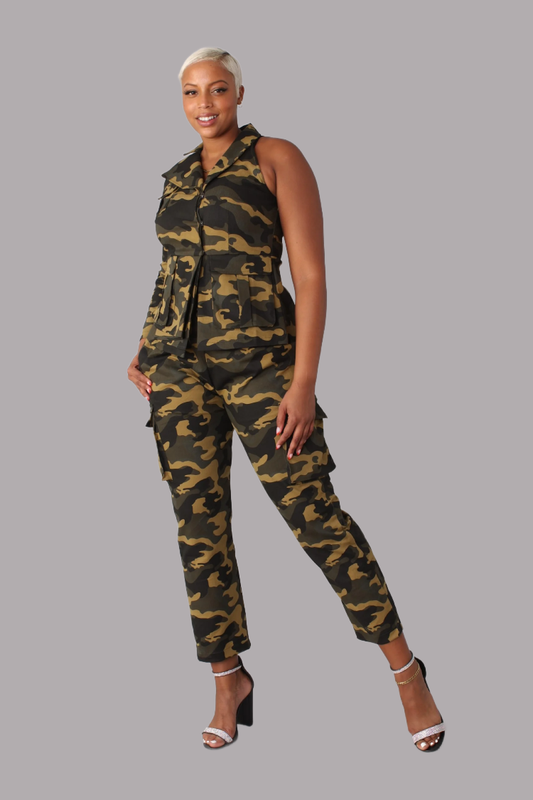 Camo Print Utility Top -81895