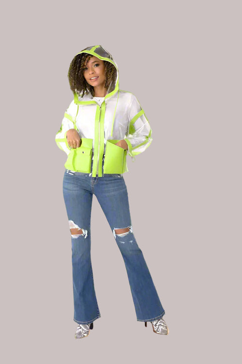 Transparent Utility Jacket with Leather Trim- 81928
