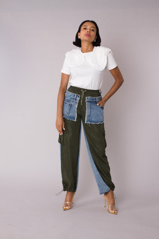 Denim Hybrid Cargo Joggers - 82656