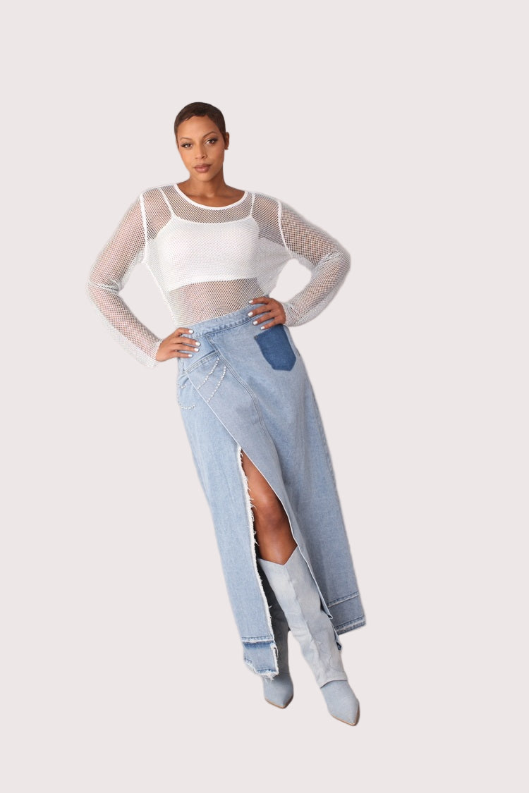 Long Denim Skirt- 82309
