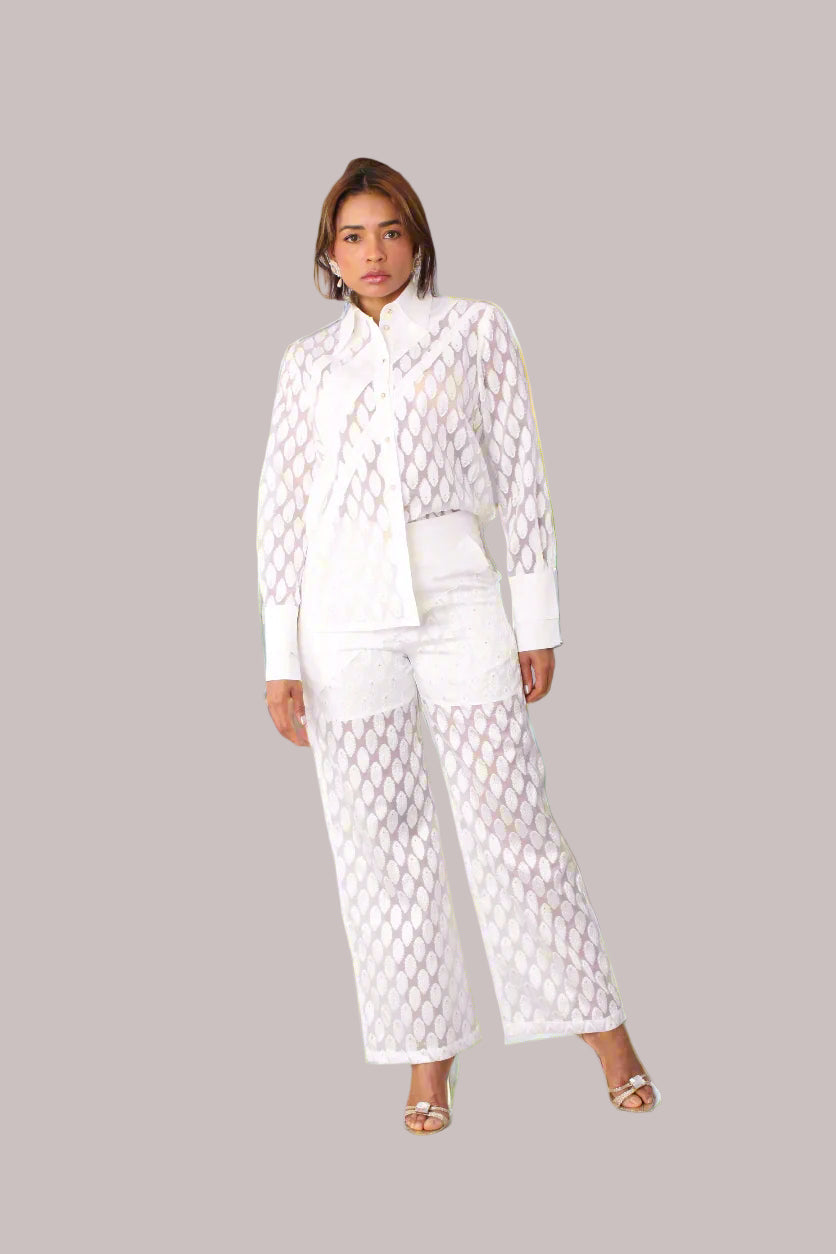 Eyelet Wide-Leg Pants - 82339