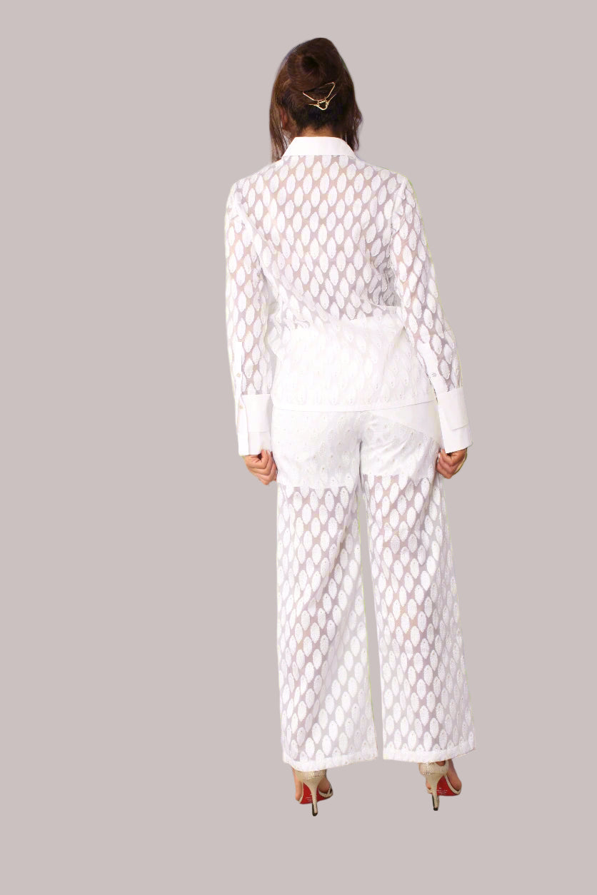 Eyelet Wide-Leg Pants - 82339