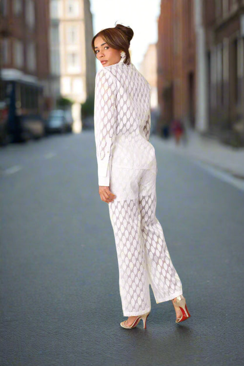 Eyelet Wide-Leg Pants - 82339