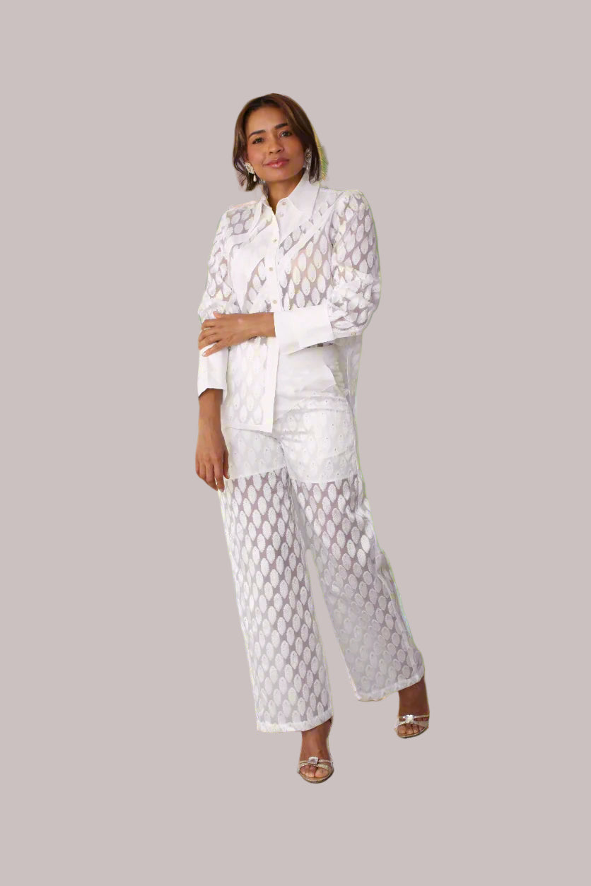 Eyelet Wide-Leg Pants - 82339