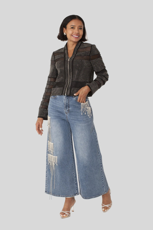 Mesh Rhinestones Jacket -82524