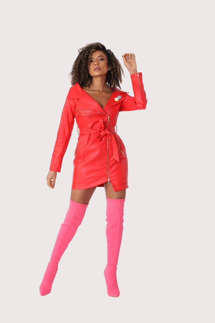 Sleek Leather Zip-Up Dress for Night Out – FOR HER NYC OFFICIAL
