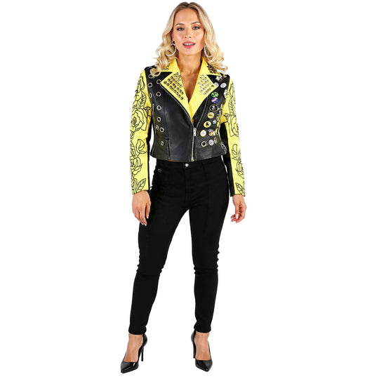 Leather Jacket with Pins and Studs - 81648