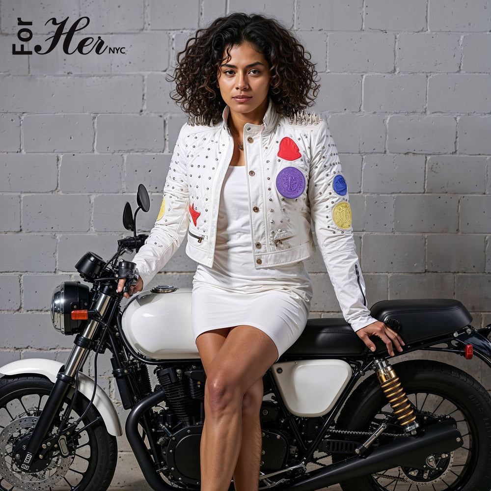 Multi Colored Studded Leather Jacket -81752