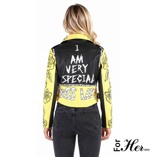 Leather Jacket with Pins and Studs - 81648