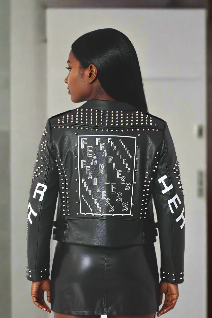 Moto Leather Zebra Printed Jacket | 81769