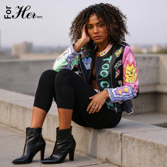Vibrant Studded Leather Jacket -81765