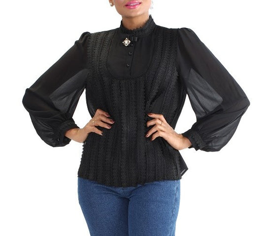 Ruffled Puff Sleeve Blouse -81503