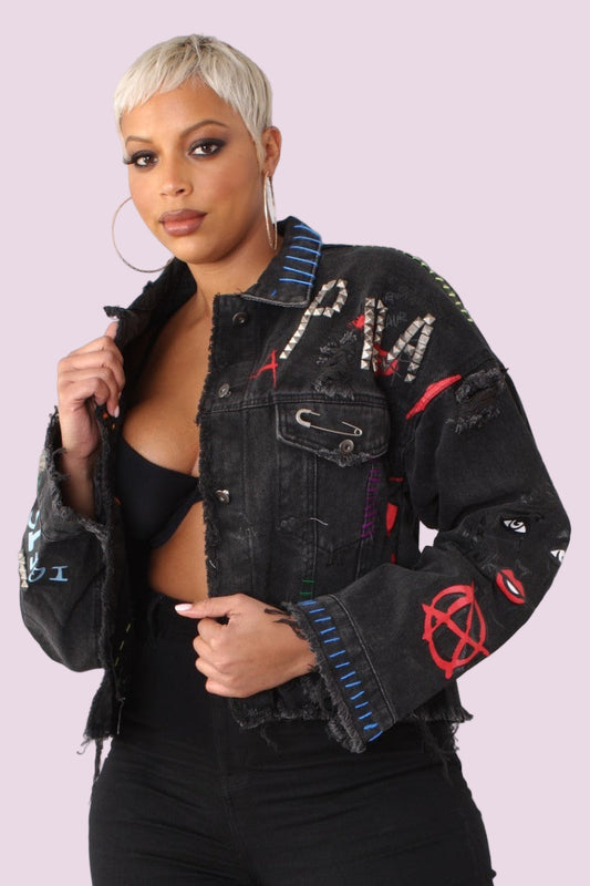 Distressed Denim Jacket -81723