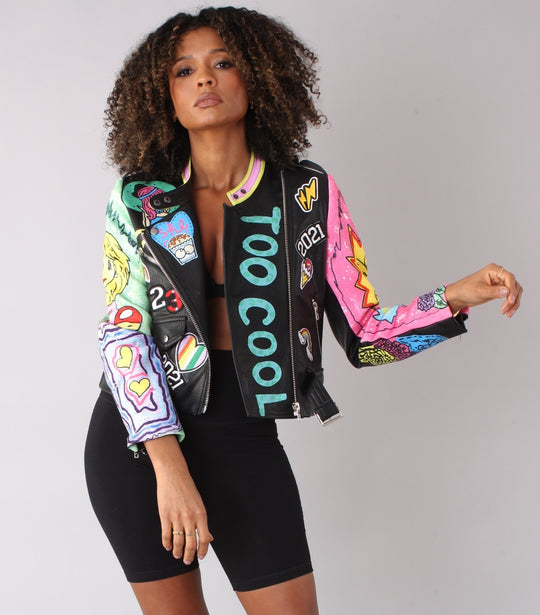 Vibrant Studded Leather Jacket -81765