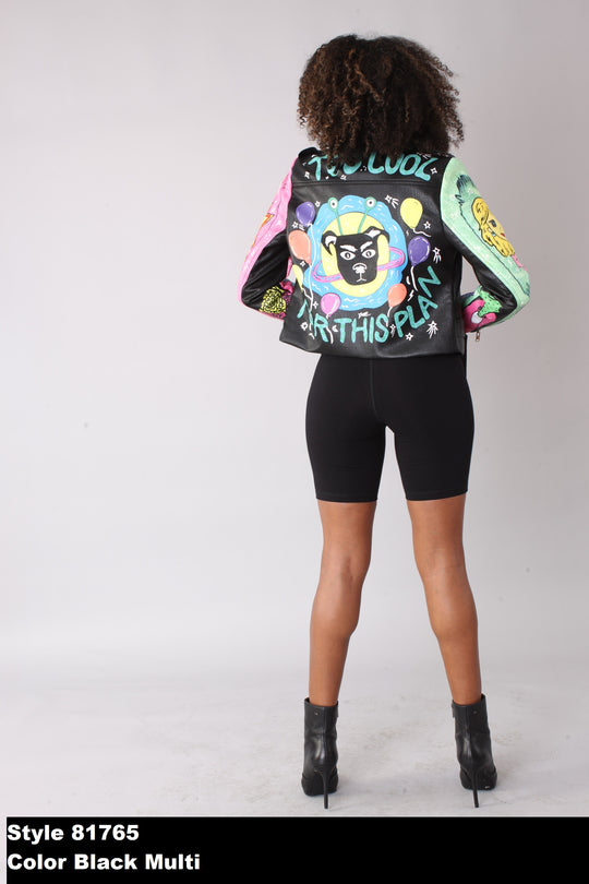 Vibrant Studded Leather Jacket -81765