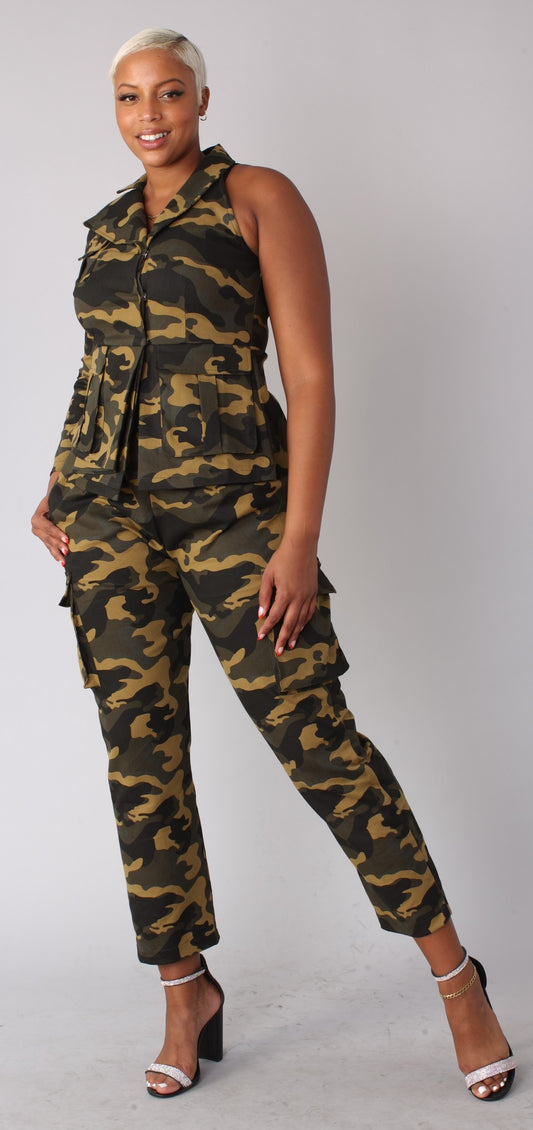Camo Print Utility Top -81895