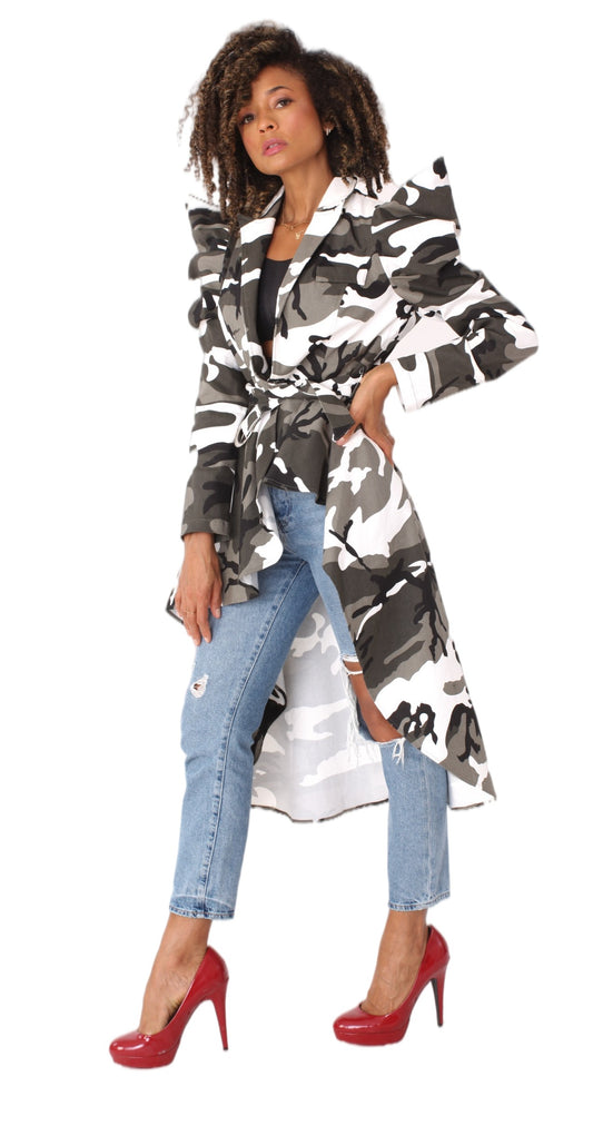Camo Print Longline Jacket -81896