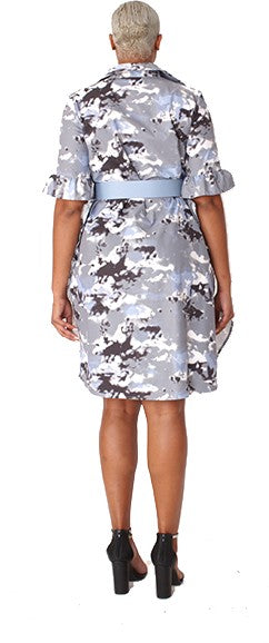 Camo Print Ruffle Midi Dress- 81926