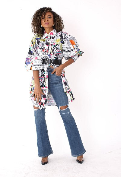 Eclectic Printed Long Top- 81930