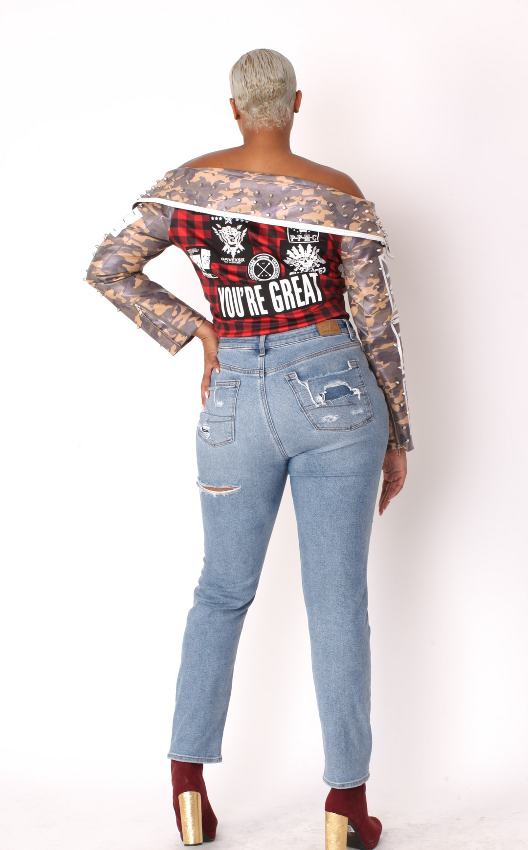 Leather Camo Jacket -81939