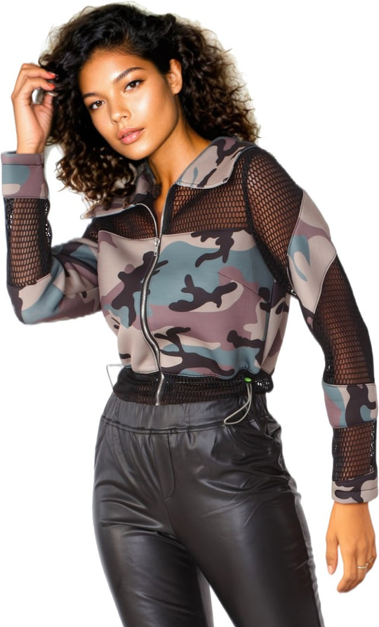 Camo Scuba Mesh Zip-Up Jacket - 81949