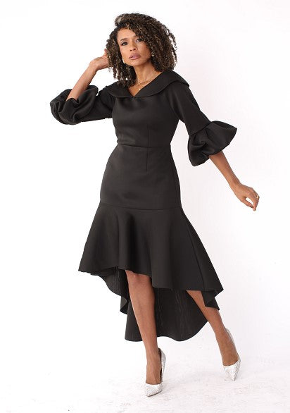 Dramatic Flounce Sleeve Midi Dress- 82013