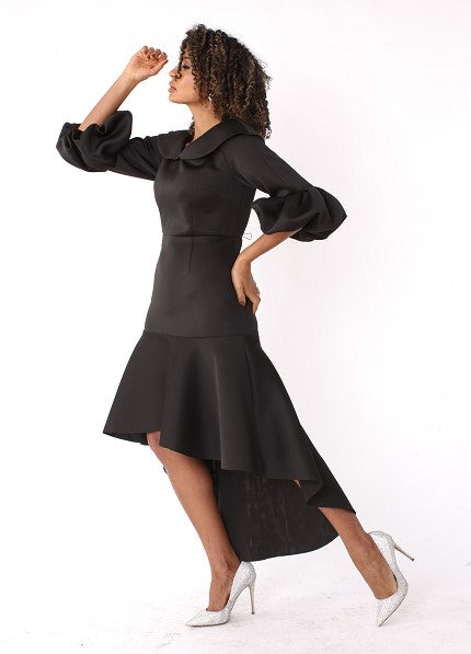 Dramatic Flounce Sleeve Midi Dress- 82013