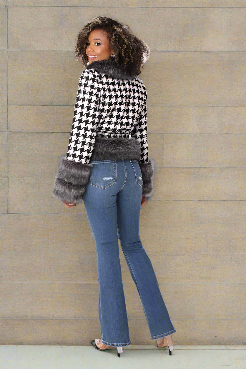 Houndstooth Belted Jacket -82074