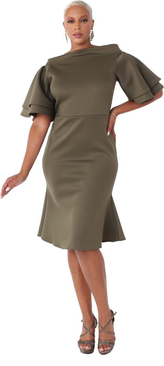Tiered Bell-Sleeve Midi Dress -82145