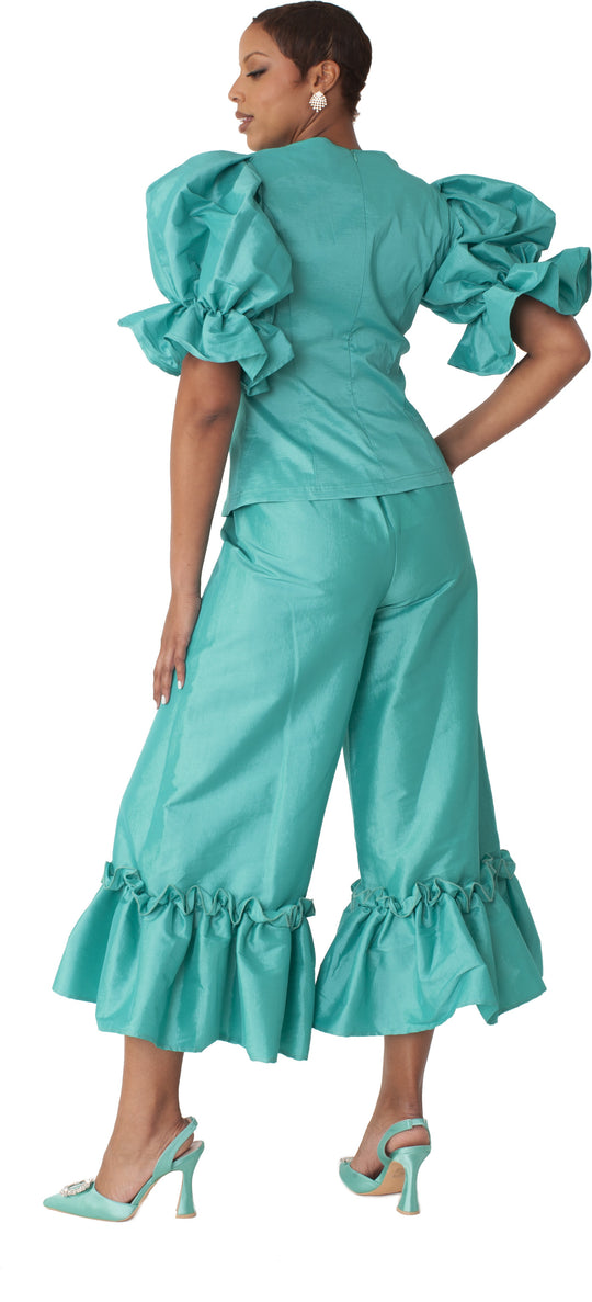 Dramatic Ruffle Hem Wide Leg Pants - 82170