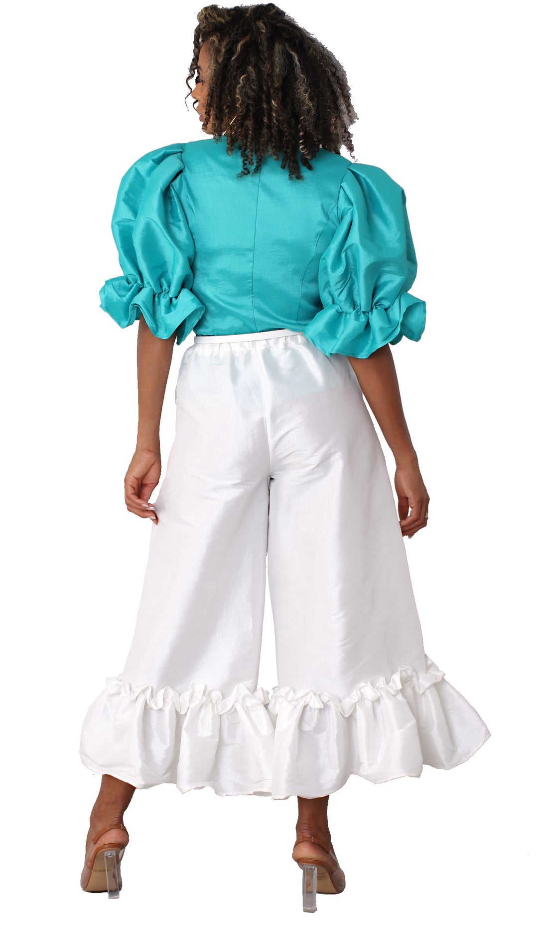 Dramatic Ruffle Hem Wide Leg Pants - 82170