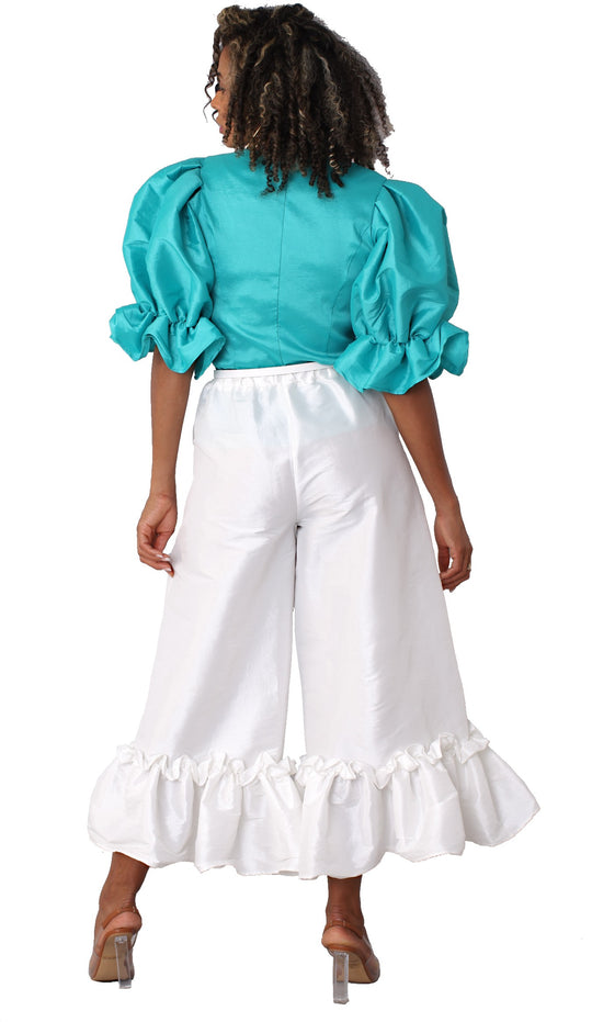 Dramatic Ruffle Hem Wide Leg Pants - 82170