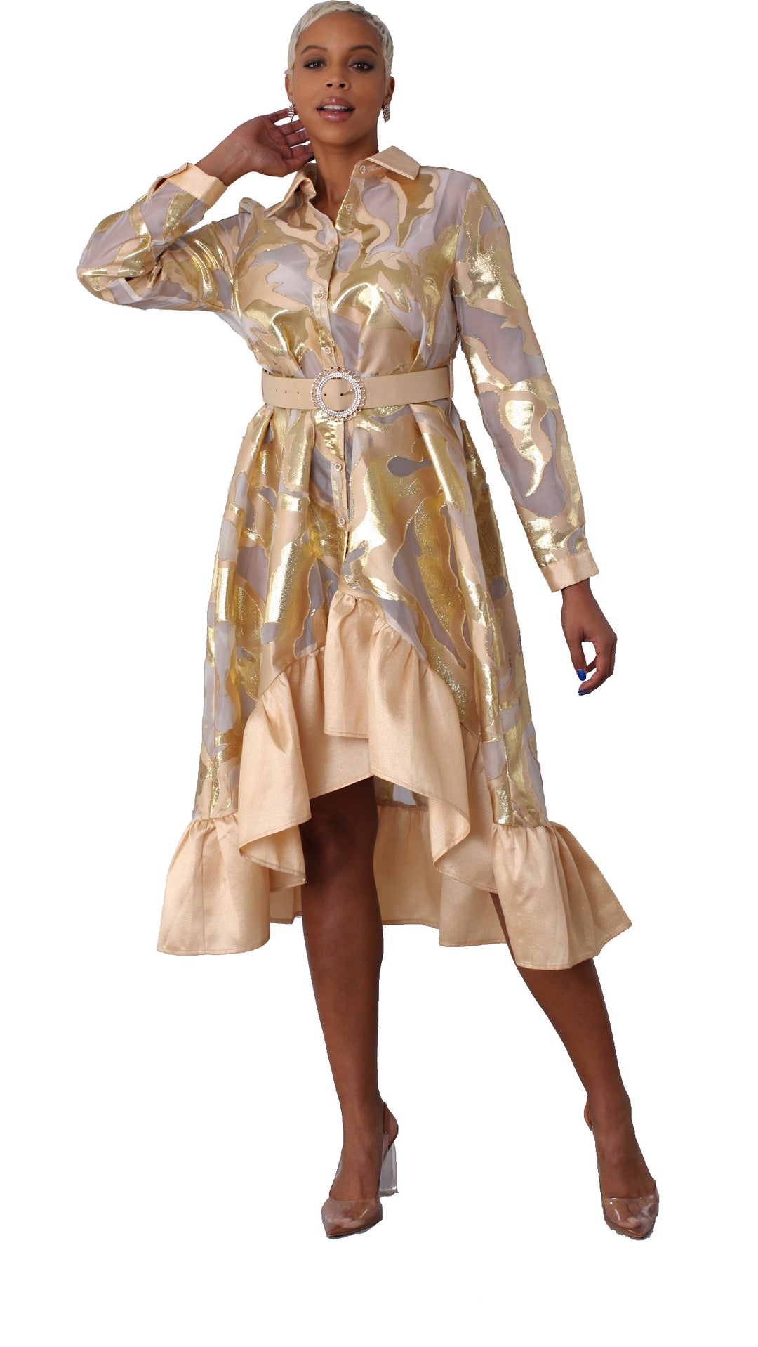 Gold Metallic Organza Dress -82210