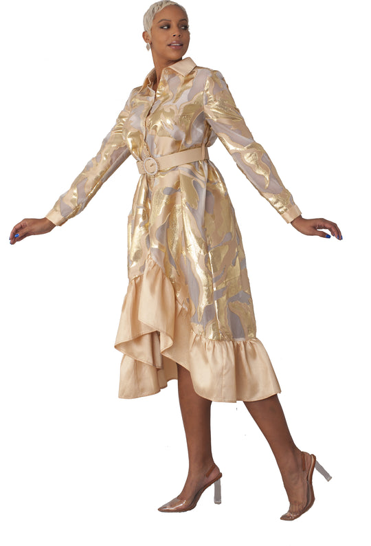 Gold Metallic Organza Dress -82210