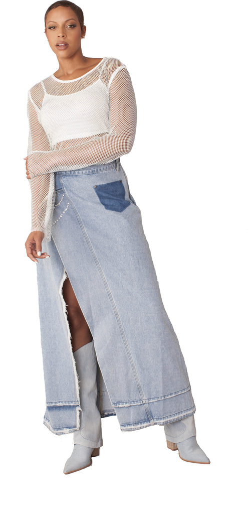 Long Denim Skirt- 82309 – FOR HER NYC OFFICIAL