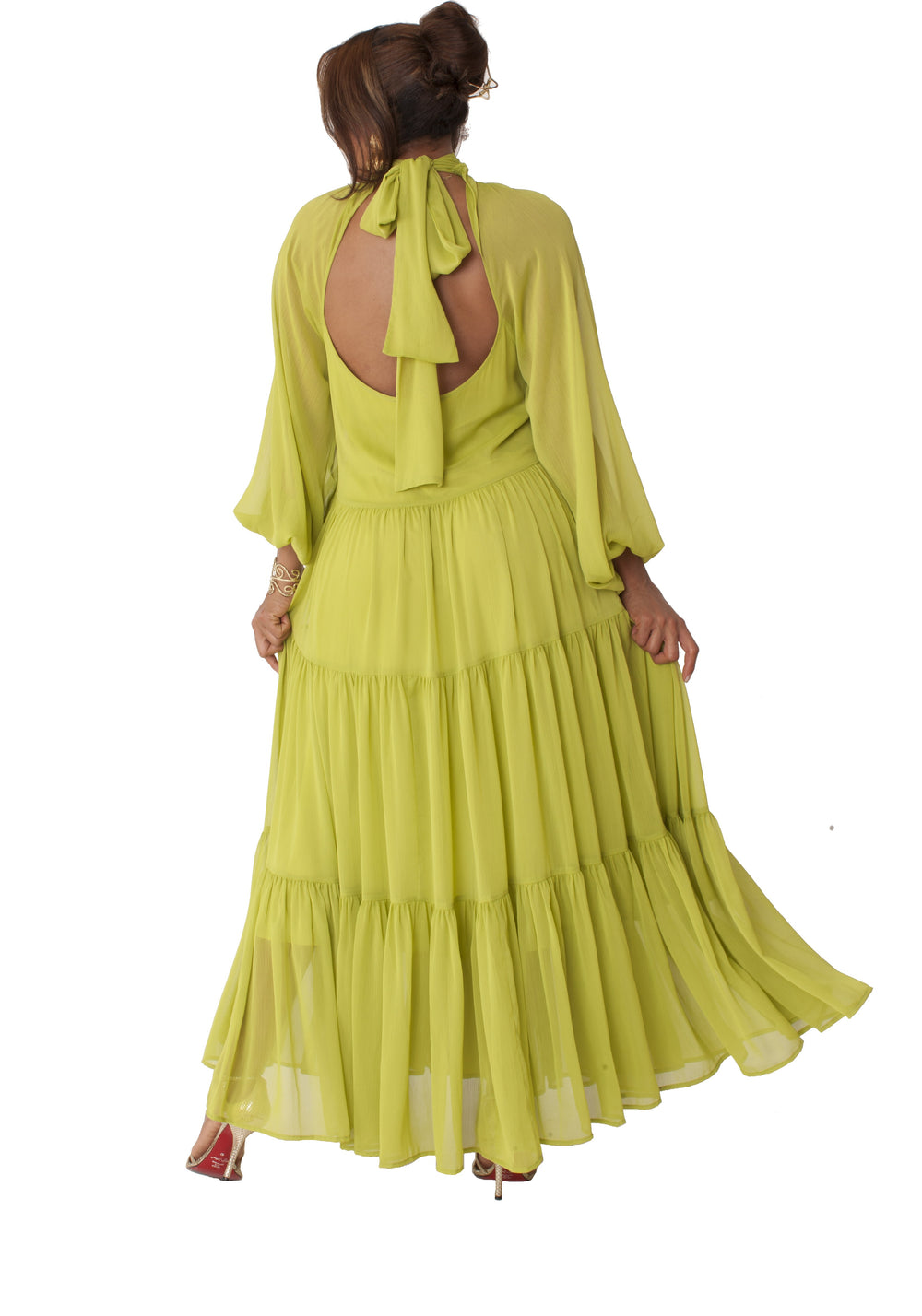 Chartreuse Dream Tiered Maxi Dress - 82348