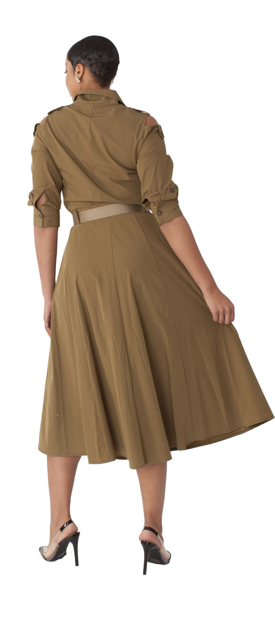 Khaki Midi Dress | FOR HER NYC  #82391