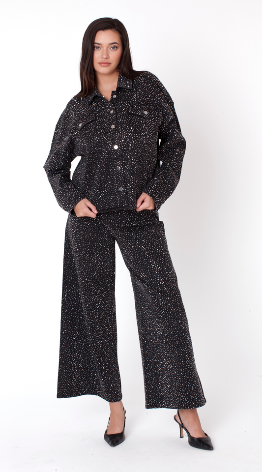 Rhinestone Denim Culottes - 82396