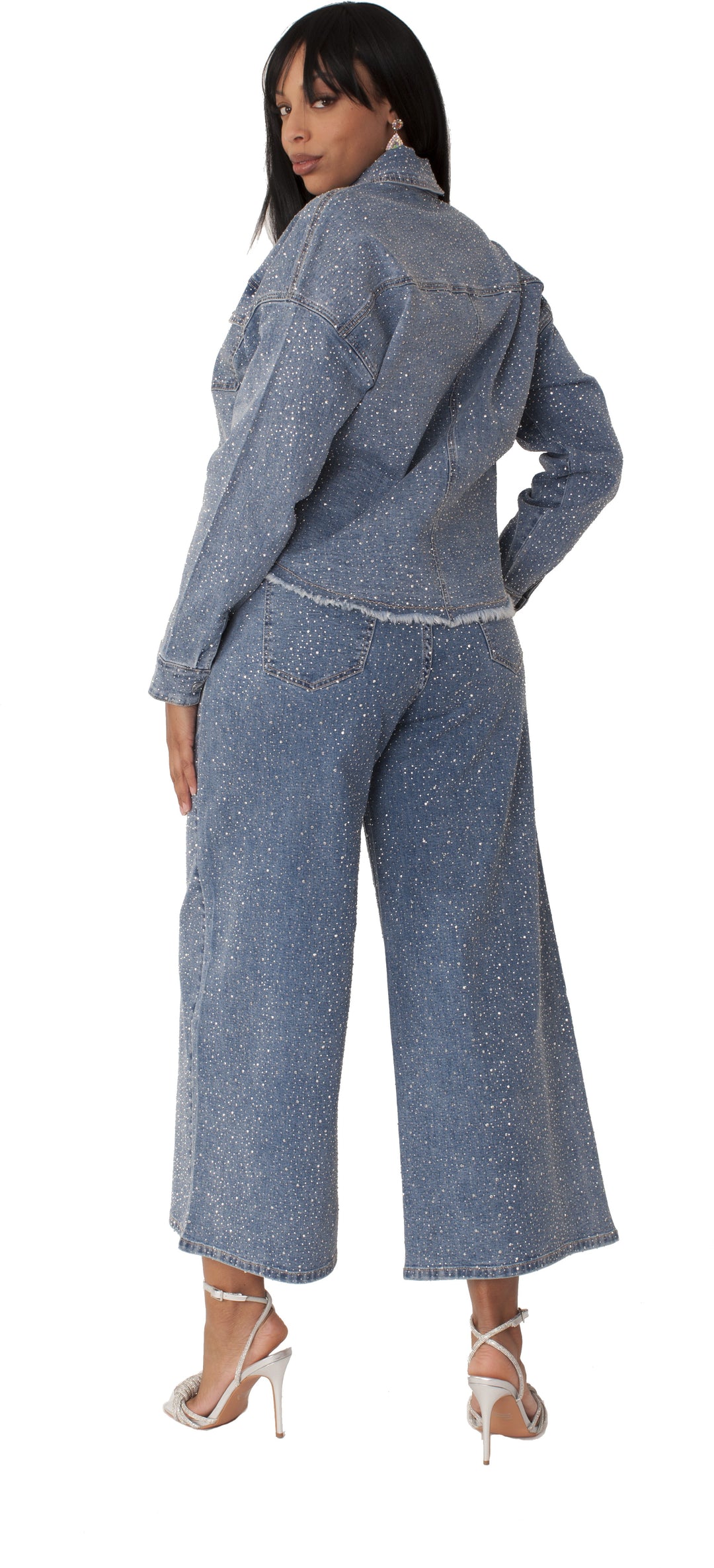 Rhinestone Denim Culottes - 82396