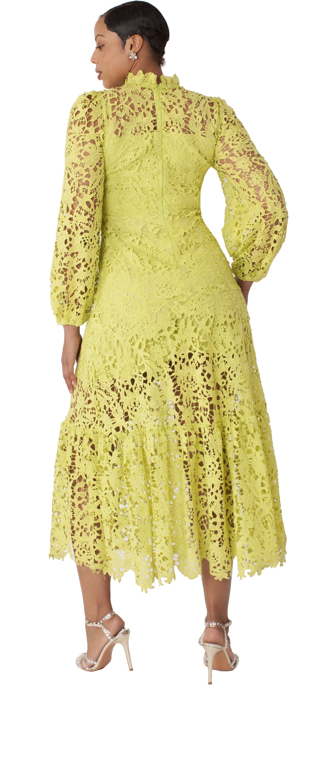 Chartreuse Lace Midi Dress | Style #82434