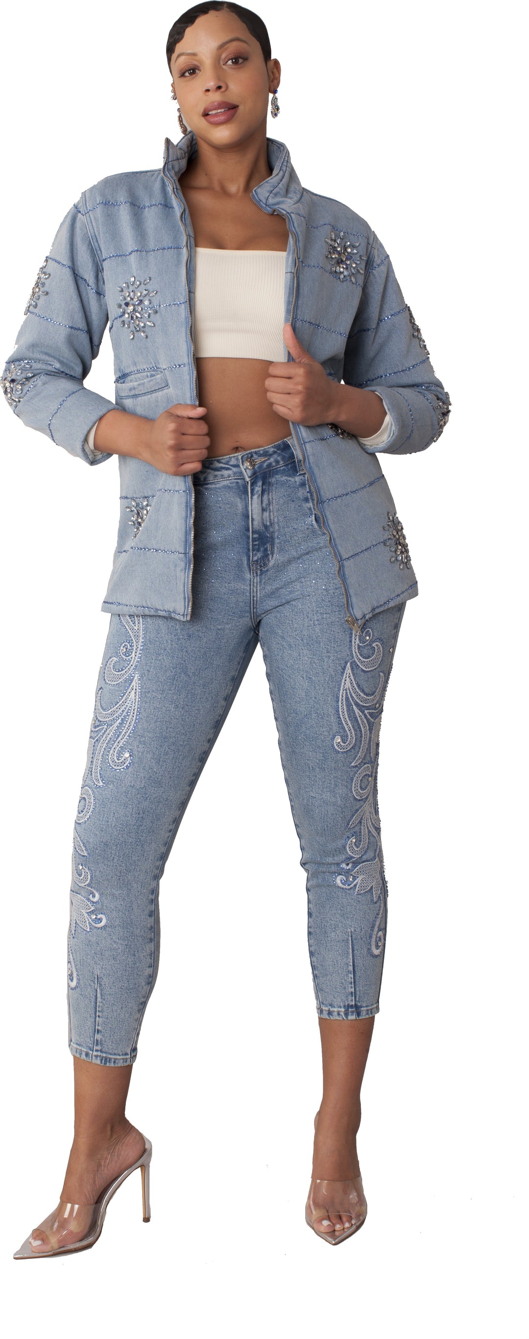 Embroidered Capri Denim | Style #82459