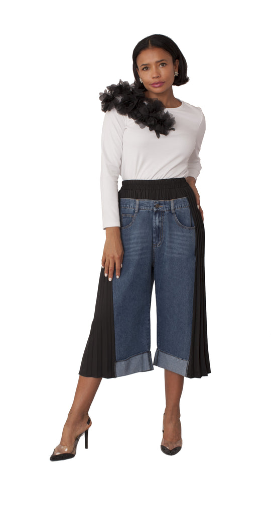 Pleated Panel Denim Culottes | Style #82467