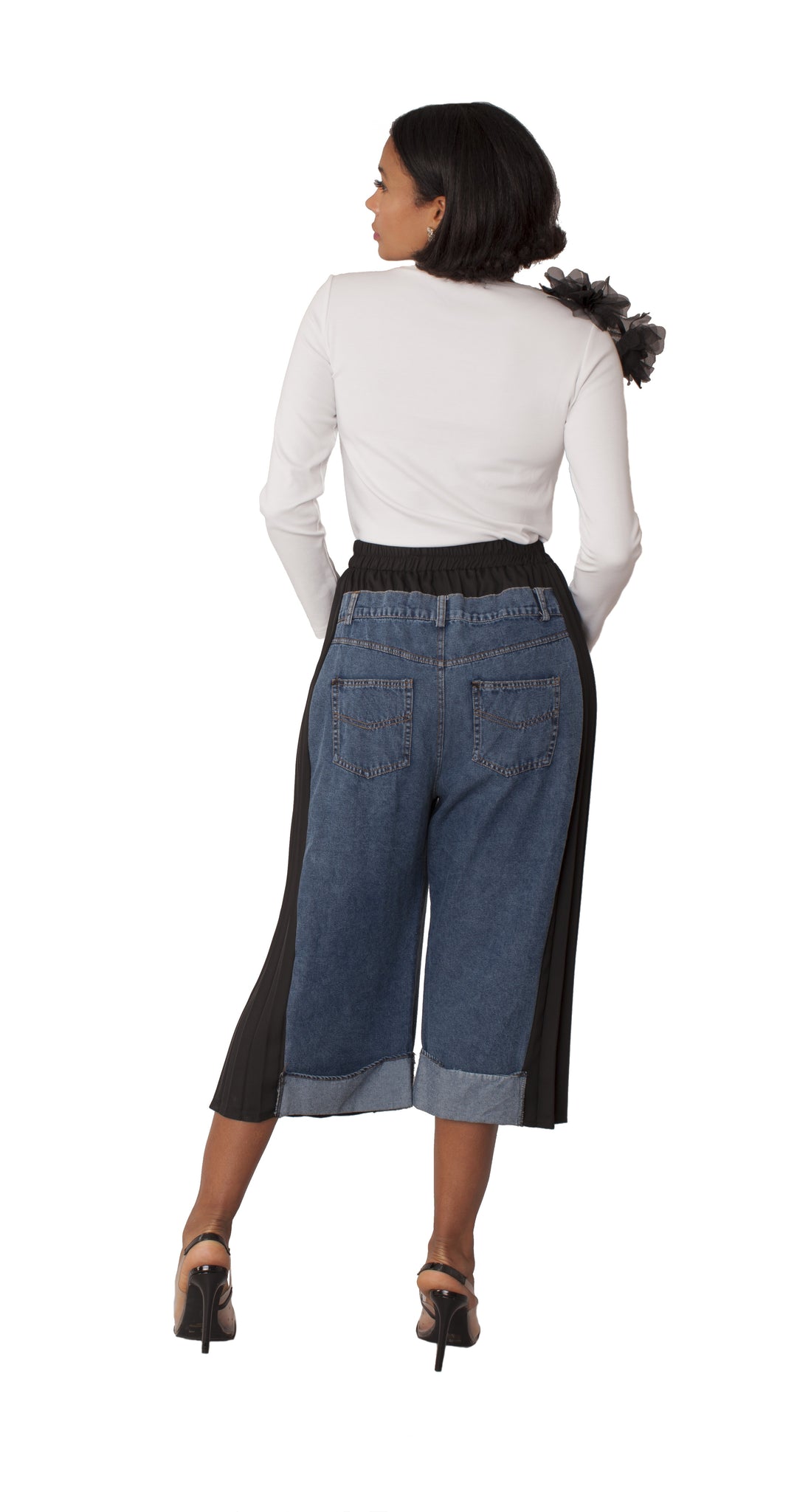 Pleated Panel Denim Culottes | Style #82467