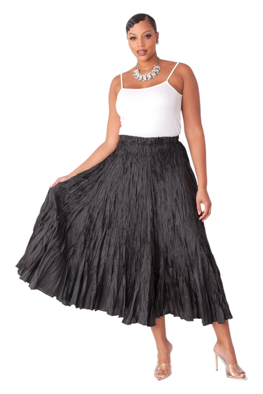 Elastic Waist Crinkle Maxi Skirt- Style #82615